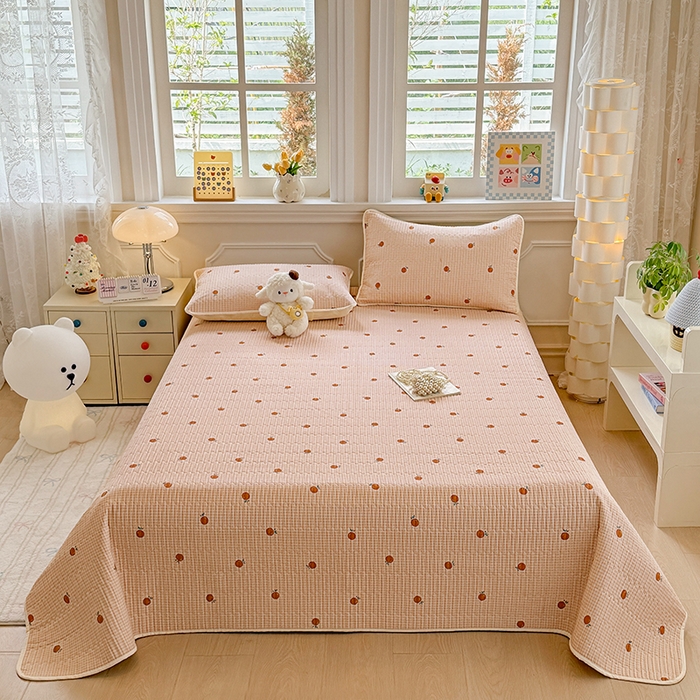 91家纺网 家纺一手货源 找家纺 大元 2025新款A类数码印花朴棉夹棉床盖老粗布床盖双面可用 小橘子