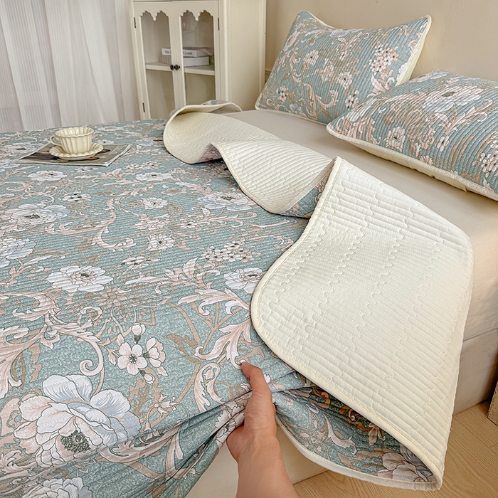 91家纺网 家纺一手货源 找家纺 大元 2025新款A类数码印花朴棉夹棉床盖老粗布床盖双面可用 雅香