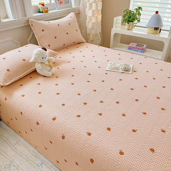 91家纺网 家纺一手货源 找家纺 大元 2025新款A类数码印花朴棉夹棉床盖老粗布床盖双面可用 小橘子