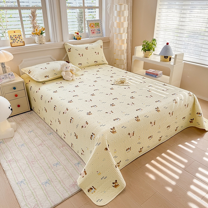 91家纺网 家纺一手货源 找家纺 大元 2025新款A类数码印花朴棉夹棉床盖老粗布床盖双面可用 汪汪派