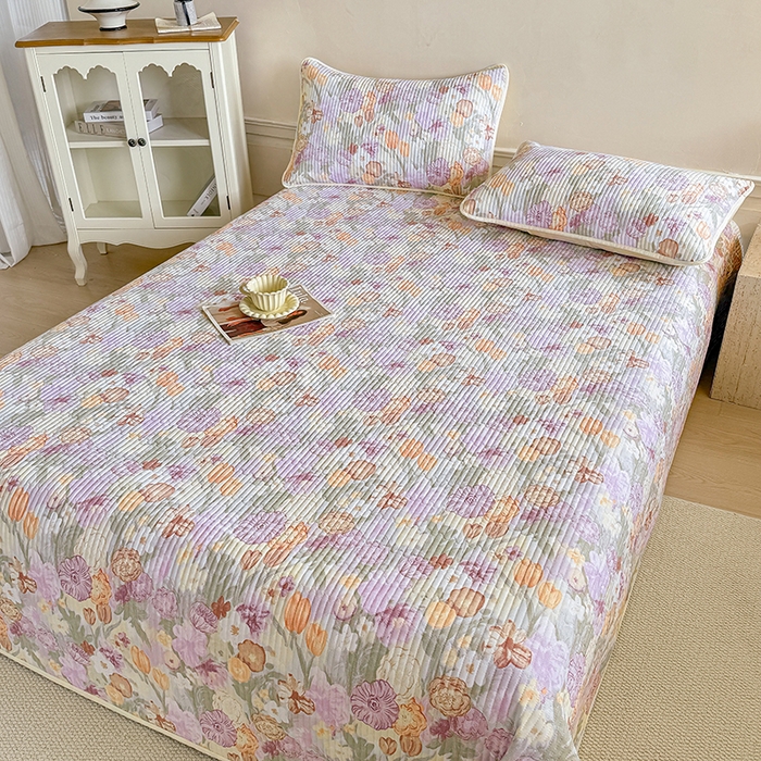 91家纺网 家纺一手货源 找家纺 大元 2025新款A类数码印花朴棉夹棉床盖老粗布床盖双面可用 锦花