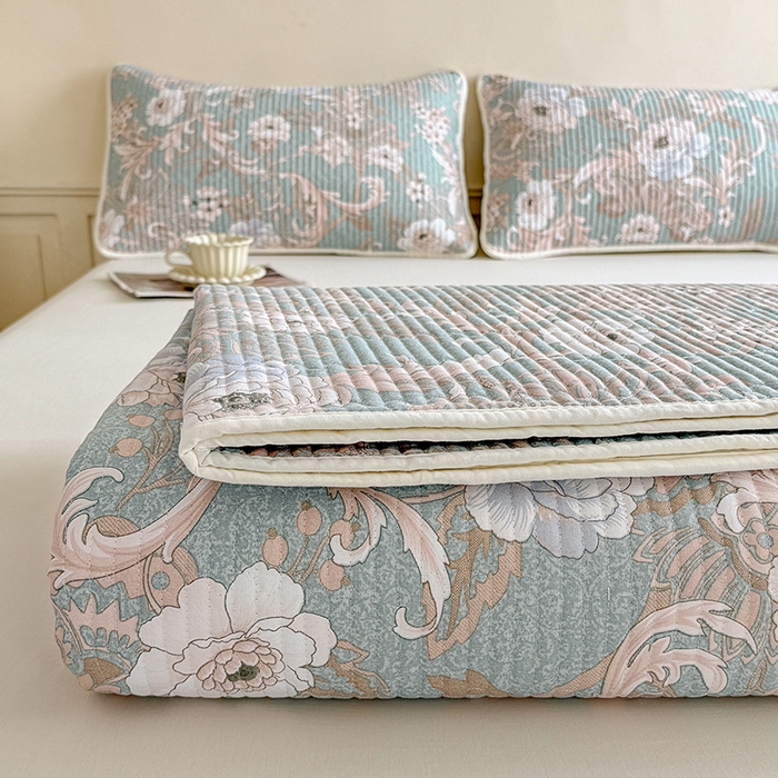 91家纺网 家纺一手货源 找家纺 大元 2025新款A类数码印花朴棉夹棉床盖老粗布床盖双面可用 雅香