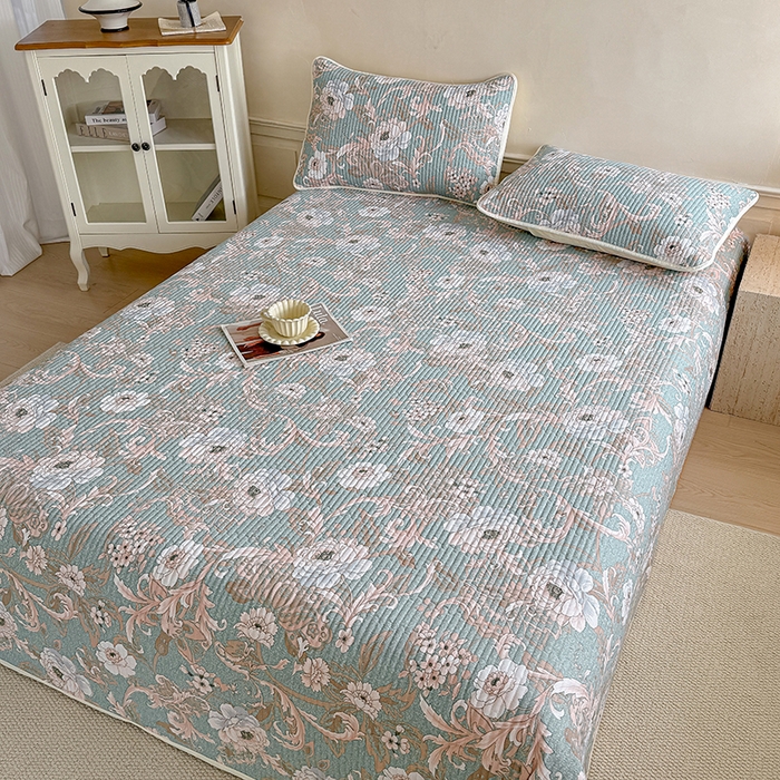 91家纺网 家纺一手货源 找家纺 大元 2025新款A类数码印花朴棉夹棉床盖老粗布床盖双面可用 雅香