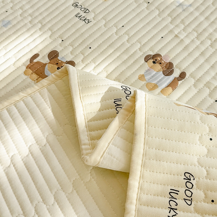 91家纺网 家纺一手货源 找家纺 大元 2025新款A类数码印花朴棉夹棉床盖老粗布床盖双面可用 汪汪派