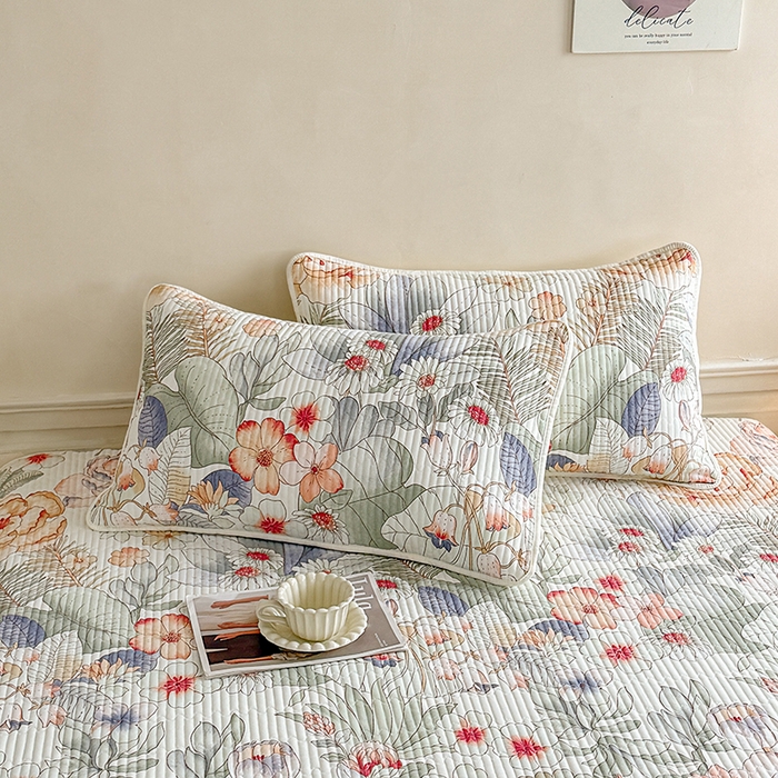 91家纺网 家纺一手货源 找家纺 大元 2025新款A类数码印花朴棉夹棉床盖老粗布床盖双面可用 群芳