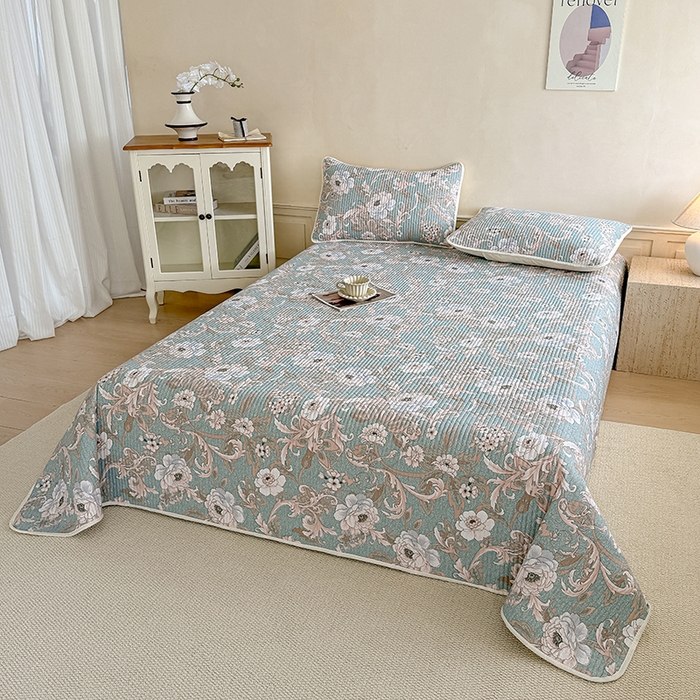 91家纺网 家纺一手货源 找家纺 大元 2025新款A类数码印花朴棉夹棉床盖老粗布床盖双面可用 雅香