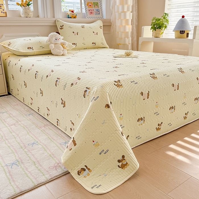 91家纺网 家纺一手货源 找家纺 大元 2025新款A类数码印花朴棉夹棉床盖老粗布床盖双面可用 汪汪派