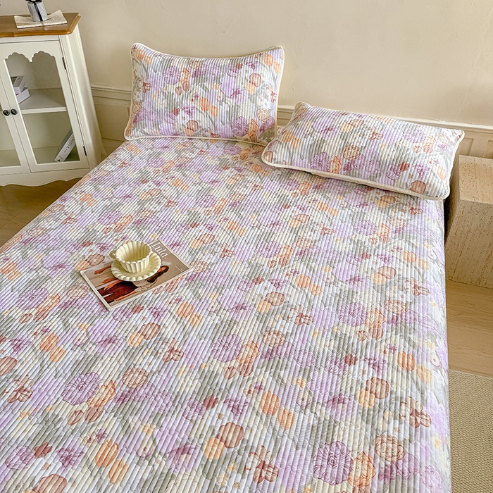 91家纺网 家纺一手货源 找家纺 大元 2025新款A类数码印花朴棉夹棉床盖老粗布床盖双面可用 锦花