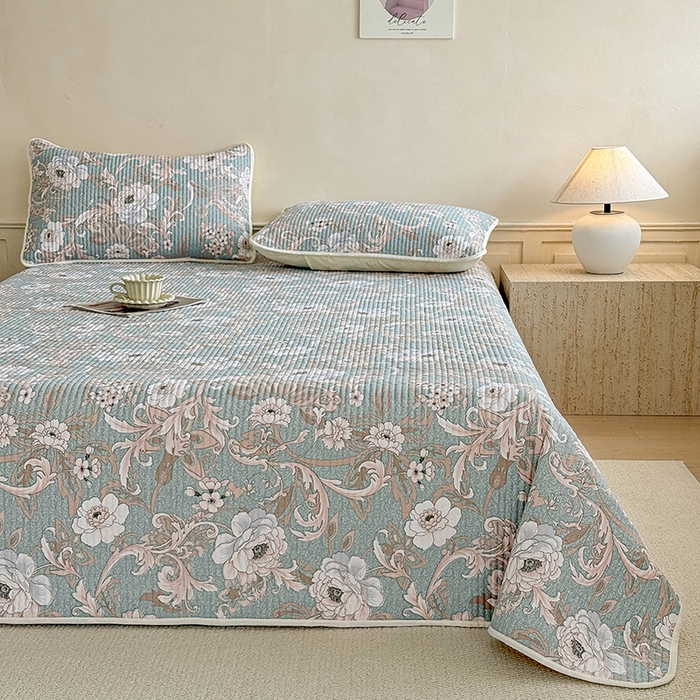 大元 2025新款A类数码印花朴棉夹棉床盖老粗布床盖双面可用 雅香