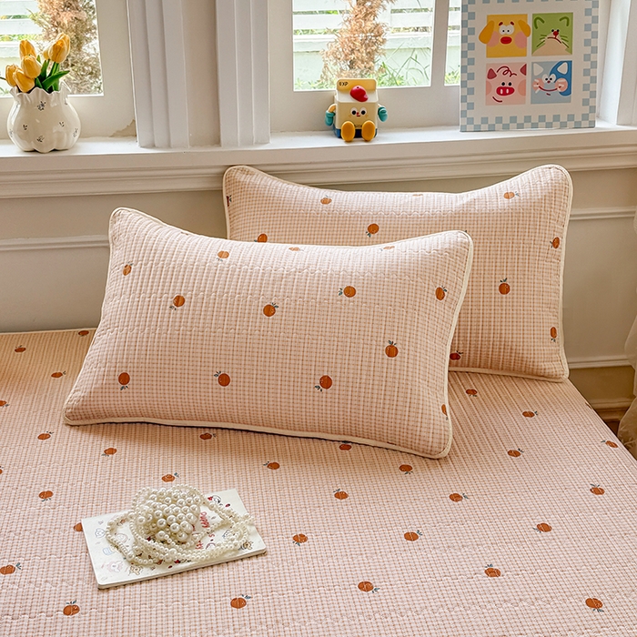 91家纺网 家纺一手货源 找家纺 大元 2025新款A类数码印花朴棉夹棉床盖老粗布床盖双面可用 小橘子