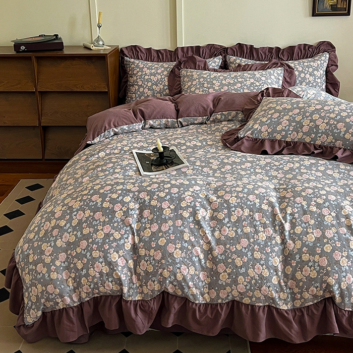 91家纺网 家纺一手货源 找家纺 （总）梦莱斯 2025新款高克重云感棉四件套-花边款