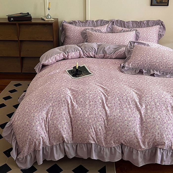 91家纺网 家纺一手货源 找家纺 （总）梦莱斯 2025新款高克重云感棉四件套-花边款