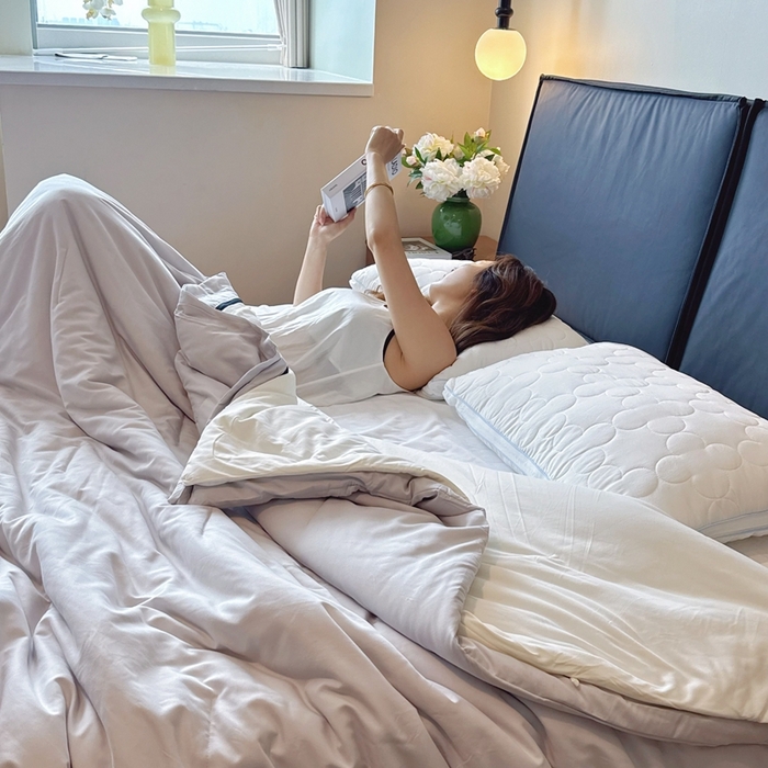 91家纺网 家纺一手货源 找家纺 兜米家居 2025新款深睡被Pro拉链款二合一控温四季被可机洗被子被芯 黎明灰