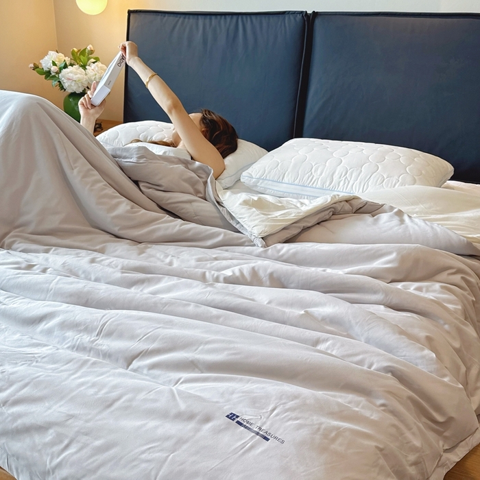 91家纺网 家纺一手货源 找家纺 兜米家居 2025新款深睡被Pro拉链款二合一控温四季被可机洗被子被芯 黎明灰