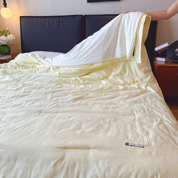 91家纺网 家纺一手货源 找家纺 兜米家居 2025新款深睡被Pro拉链款二合一控温四季被可机洗被子被芯 鹅黄色