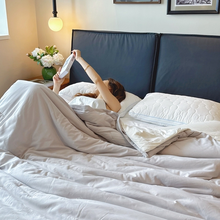 91家纺网 家纺一手货源 找家纺 兜米家居 2025新款深睡被Pro拉链款二合一控温四季被可机洗被子被芯 黎明灰