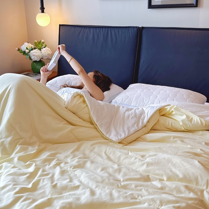 91家纺网 家纺一手货源 找家纺 兜米家居 2025新款深睡被Pro拉链款二合一控温四季被可机洗被子被芯 鹅黄色