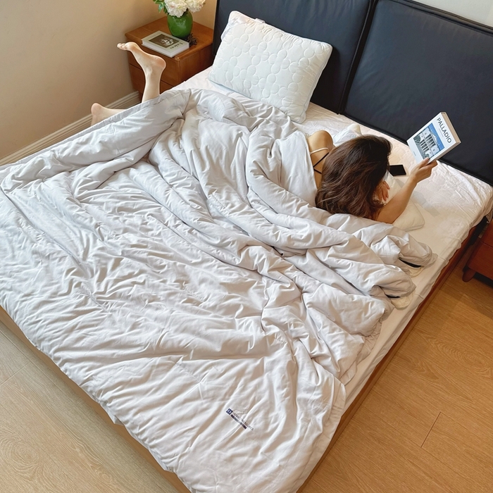 91家纺网 家纺一手货源 找家纺 兜米家居 2025新款深睡被Pro拉链款二合一控温四季被可机洗被子被芯 黎明灰