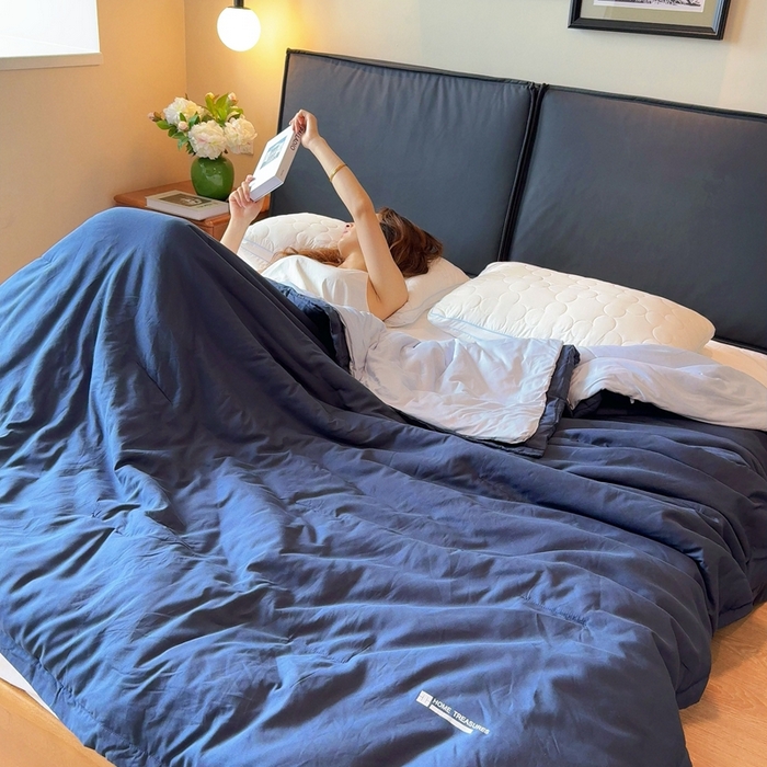 91家纺网 家纺一手货源 找家纺 兜米家居 2025新款深睡被Pro拉链款二合一控温四季被可机洗被子被芯 远山蓝