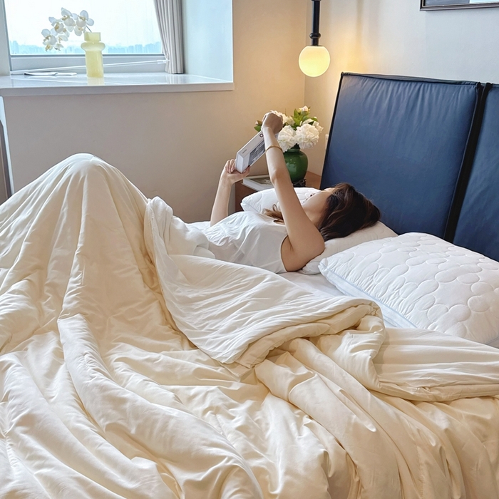 91家纺网 家纺一手货源 找家纺 兜米家居 2025新款深睡被Pro拉链款二合一控温四季被可机洗被子被芯 云朵白