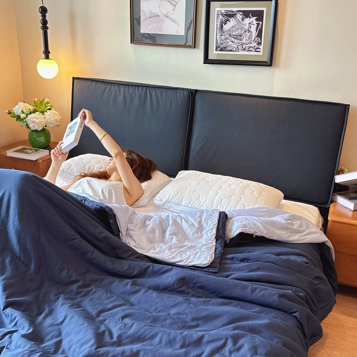 91家纺网 家纺一手货源 找家纺 兜米家居 2025新款深睡被Pro拉链款二合一控温四季被可机洗被子被芯 远山蓝