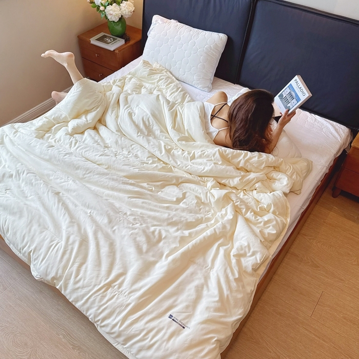 91家纺网 家纺一手货源 找家纺 兜米家居 2025新款深睡被Pro拉链款二合一控温四季被可机洗被子被芯 云朵白