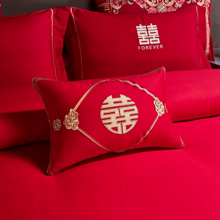 91家纺网 家纺一手货源 找家纺 布乐意 2025新款全棉长绒棉贡缎提花全工艺喷气重工新中式绣花大红婚庆四件套多件套直播吾家有喜