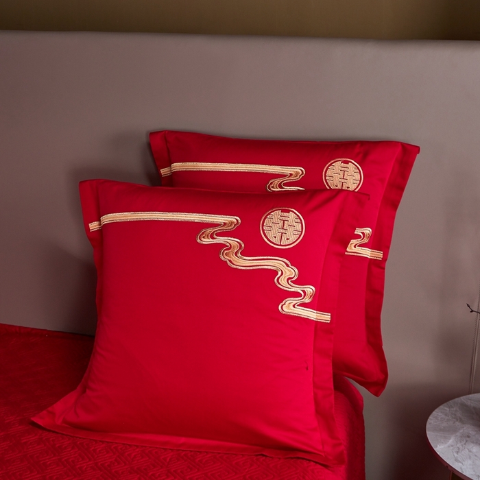 91家纺网 家纺一手货源 找家纺 布乐意 2025新款全棉长绒棉贡缎提花全工艺喷气重工新中式绣花大红婚庆四件套多件套直播吾家有喜