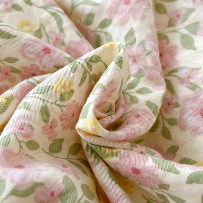 91家纺网 家纺一手货源 找家纺 梦莱斯 2025新款田园碎花纯棉花边四件套-床盖款 采薇