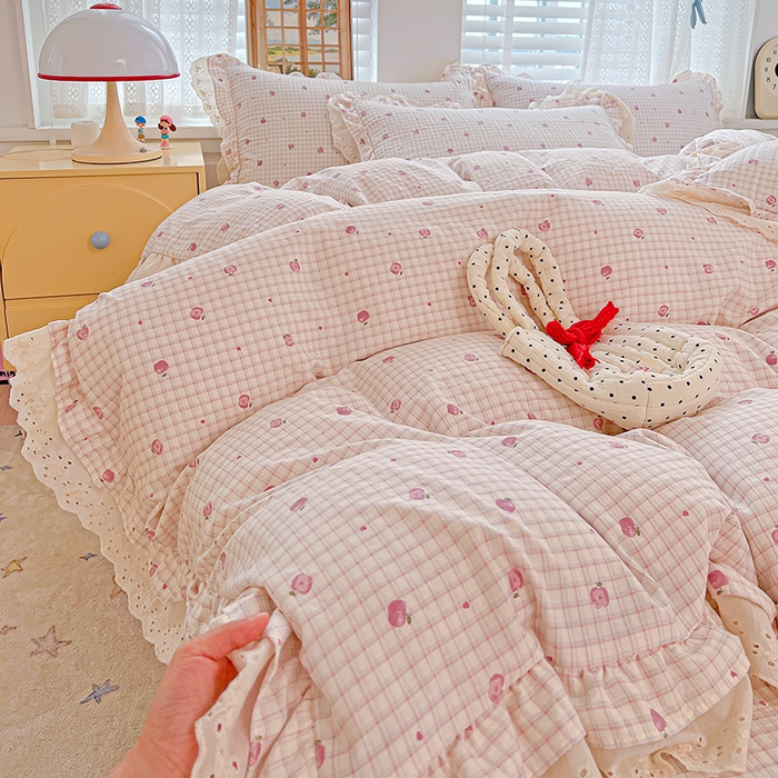 梦莱斯 2025新款田园碎花纯棉花边四件套-床盖款 花精灵