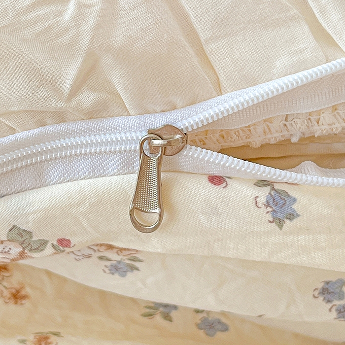 91家纺网 家纺一手货源 找家纺 梦莱斯 2025新款田园碎花纯棉花边四件套-床盖款 莱茵