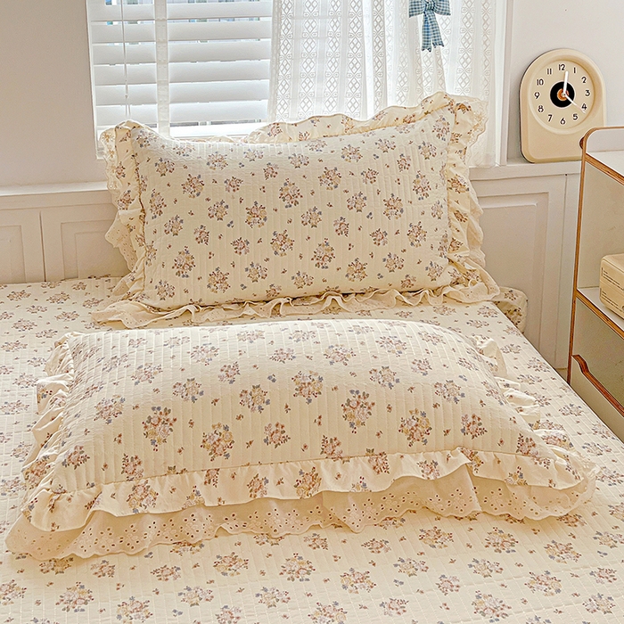 91家纺网 家纺一手货源 找家纺 梦莱斯 2025新款田园碎花纯棉花边四件套-床盖款 莱茵