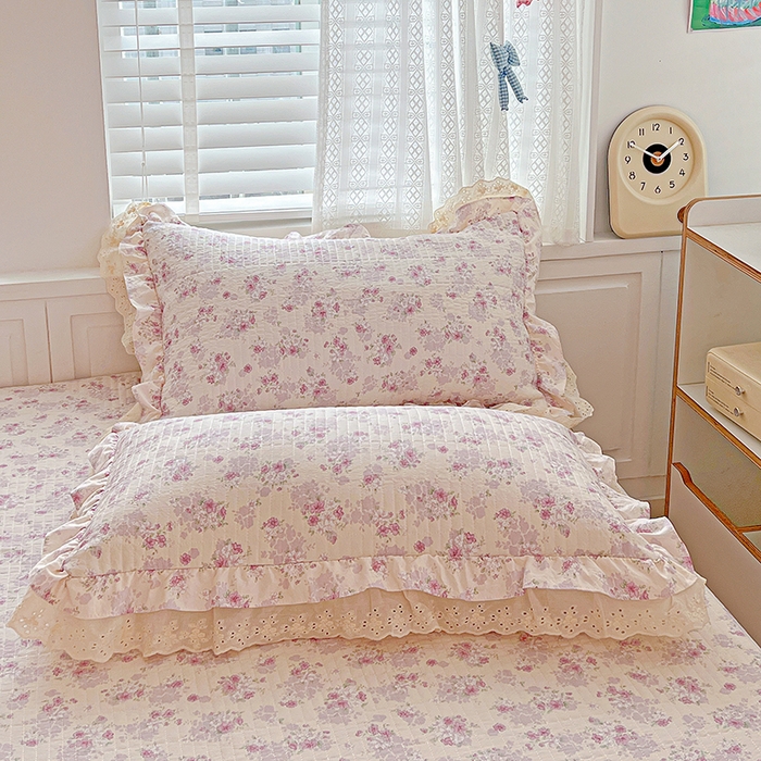 91家纺网 家纺一手货源 找家纺 梦莱斯 2025新款田园碎花纯棉花边四件套-床盖款 秘境花园