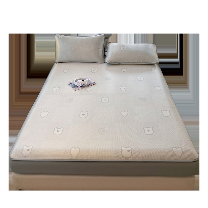 91家纺网 家纺一手货源 找家纺 （总）小叮当家纺仓储工厂店 2025新款凉感三明治冰丝席凉席-芳华系列-床笠款-版本二