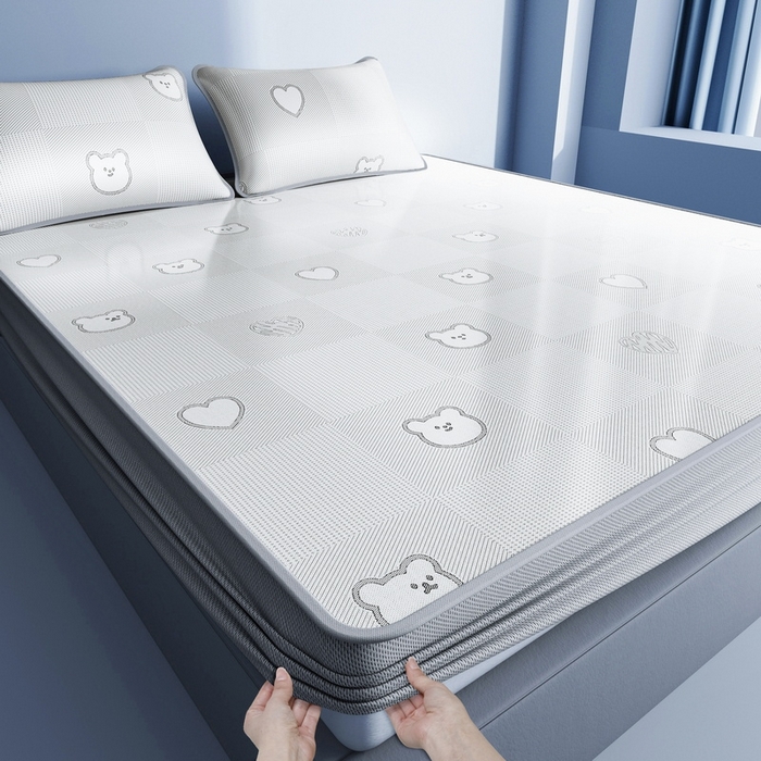 91家纺网 家纺一手货源 找家纺 （总）小叮当家纺仓储工厂店 2025新款凉感三明治冰丝席凉席-芳华系列-床笠款-版本二