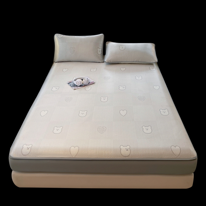 91家纺网 家纺一手货源 找家纺 （总）小叮当家纺仓储工厂店 2025新款凉感三明治冰丝席凉席-芳华系列-床笠款-版本二