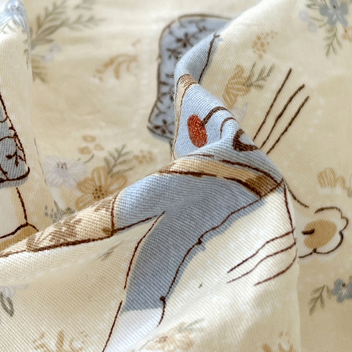 91家纺网 家纺一手货源 找家纺 梦莱斯 2025新款田园碎花纯棉花边四件套-床盖款 绿叶仙踪