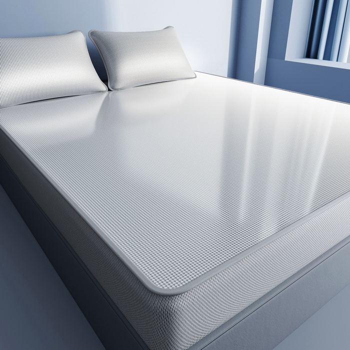 91家纺网 家纺一手货源 找家纺 小叮当家纺仓储工厂店 2025新款凉感三明治冰丝席凉席-芳华系列-床笠款-版本二 芳华床笠-点子灰