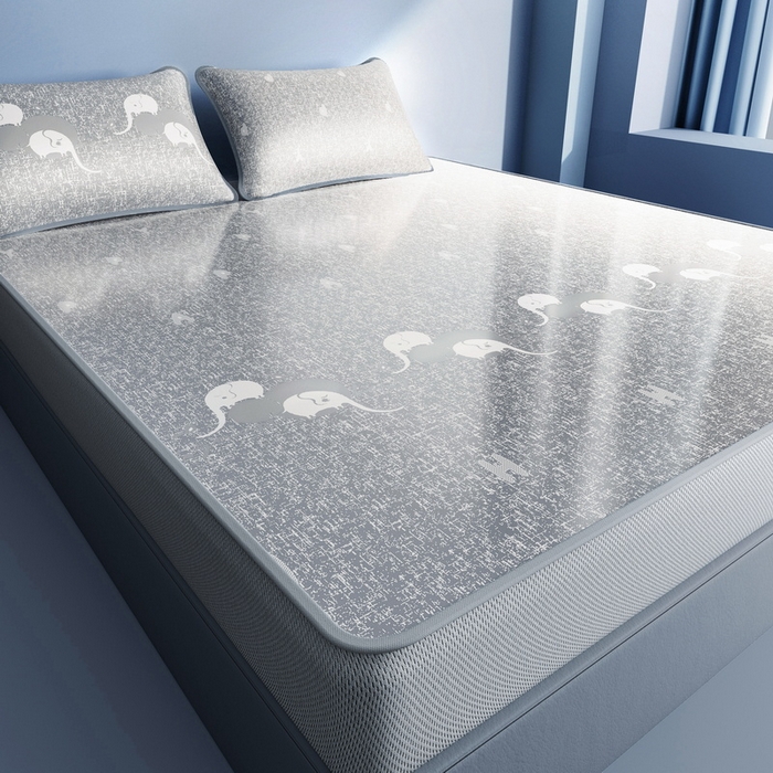 91家纺网 家纺一手货源 找家纺 （总）小叮当家纺仓储工厂店 2025新款凉感三明治冰丝席凉席-芳华系列-床笠款-版本二