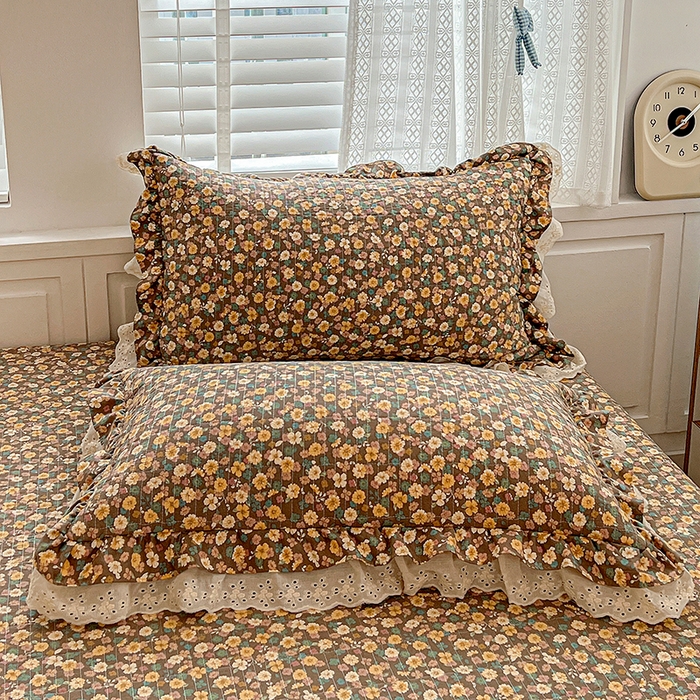 91家纺网 家纺一手货源 找家纺 梦莱斯 2025新款田园碎花纯棉花边四件套-床盖款 糜花似锦