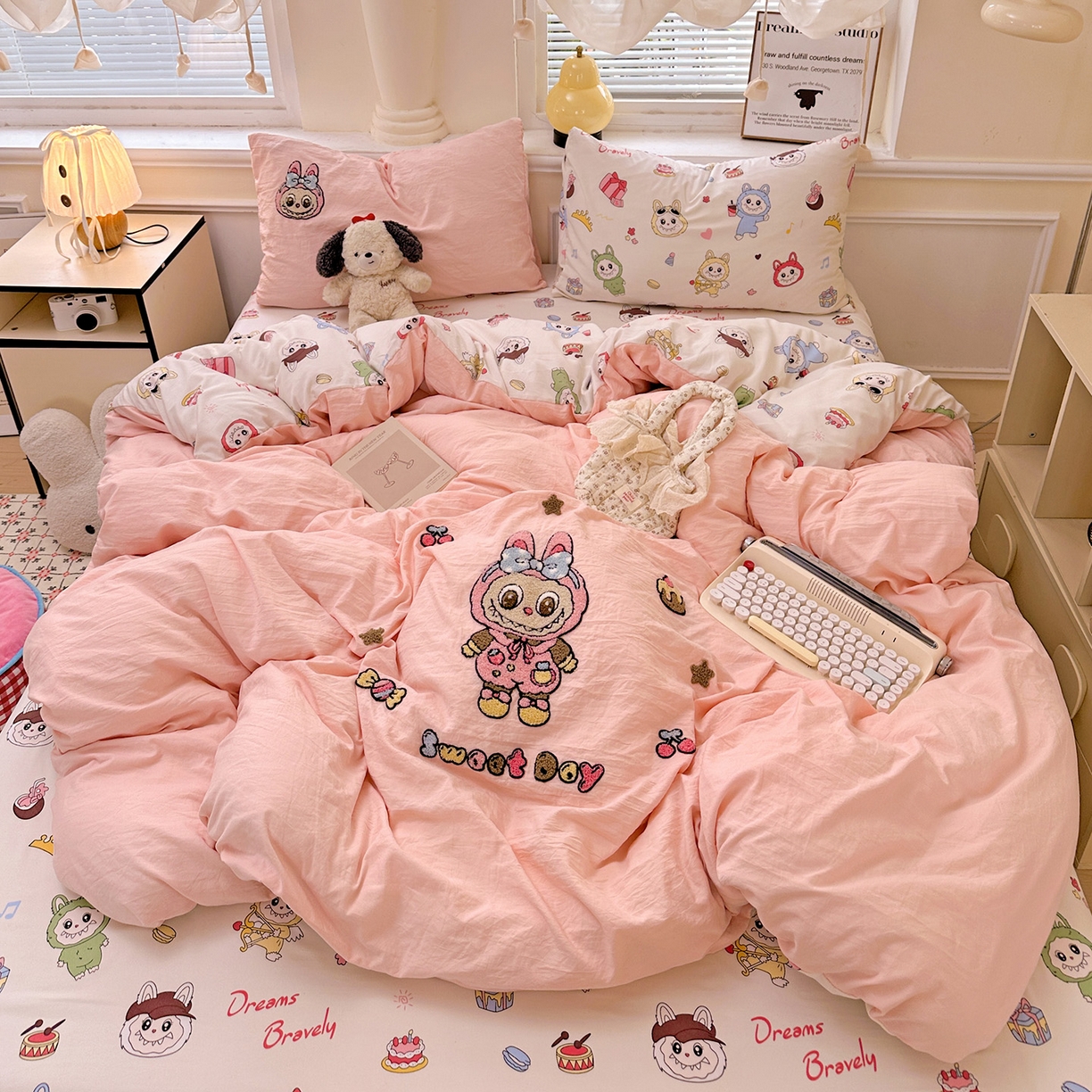 91家纺网 家纺一手货源 找家纺 （总）奈颜 2025新款爆款水洗云朵棉毛巾绣四件套