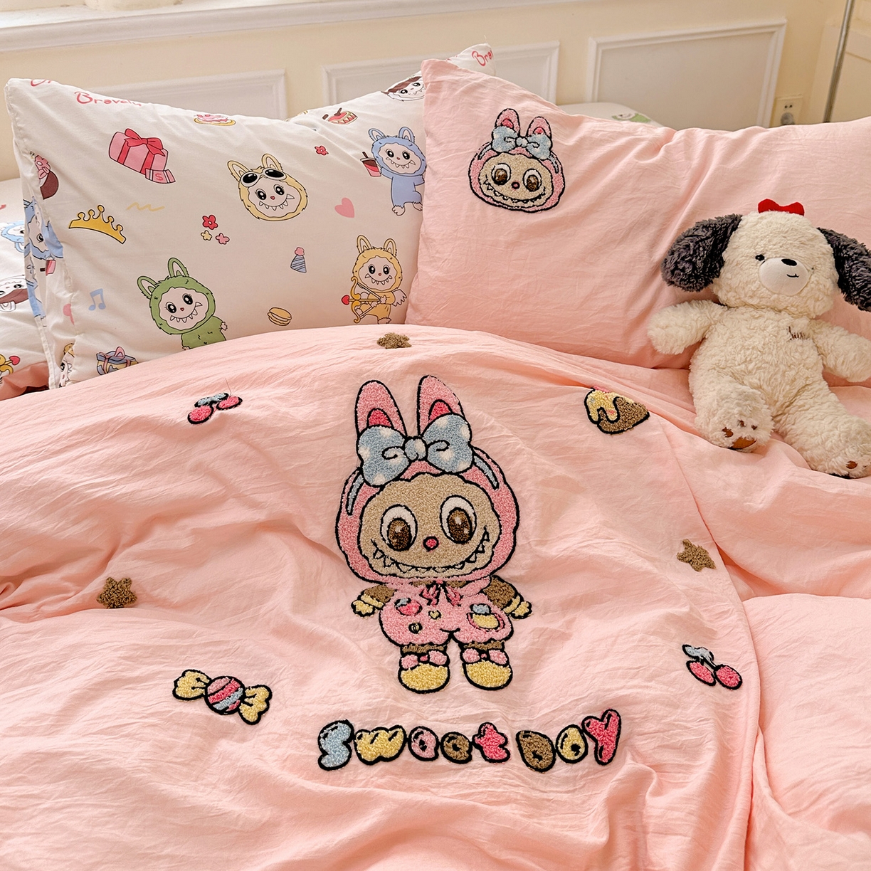 91家纺网 家纺一手货源 找家纺 （总）奈颜 2025新款爆款水洗云朵棉毛巾绣四件套