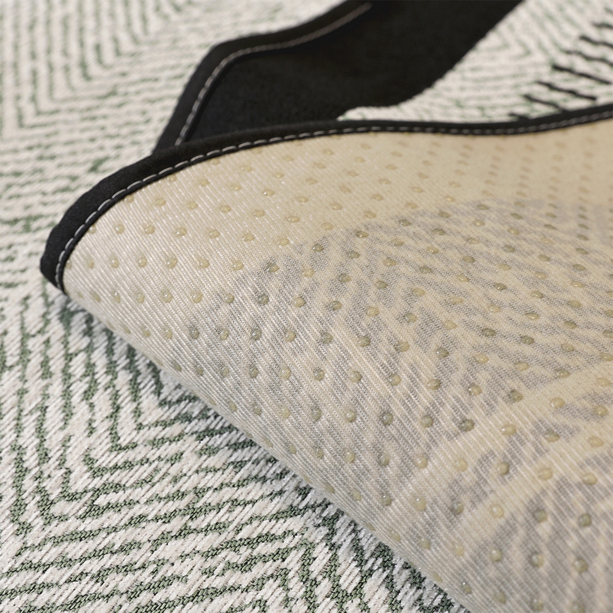 91家纺网 家纺一手货源 找家纺 共鸣沙发垫 2025新款雪尼尔异形波浪沙发垫 雪尼尔异形波浪绿色