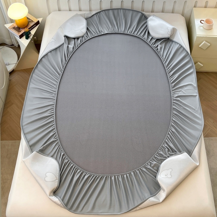 91家纺网 家纺一手货源 找家纺 小叮当家纺仓储工厂店 2025新款凉感三明治冰丝席凉席-芳华系列-床笠款-版本二 芳华床笠-小熊爱心