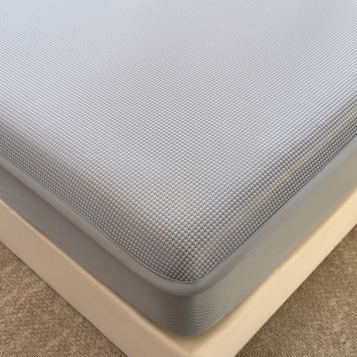 91家纺网 家纺一手货源 找家纺 小叮当家纺仓储工厂店 2025新款凉感三明治冰丝席凉席-芳华系列-床笠款-版本二 芳华床笠-点子灰