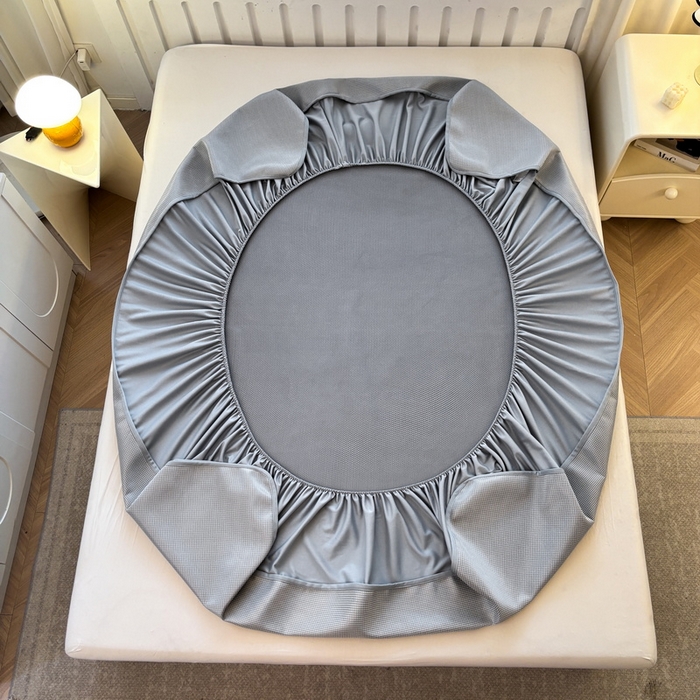 91家纺网 家纺一手货源 找家纺 小叮当家纺仓储工厂店 2025新款凉感三明治冰丝席凉席-芳华系列-床笠款-版本二 芳华床笠-点子灰