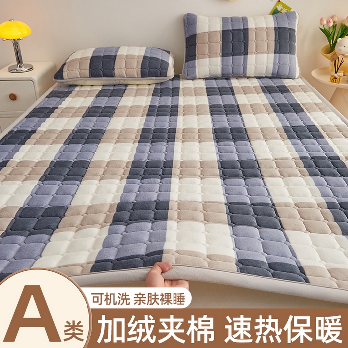 91家纺网 家纺一手货源 找家纺 （总）奇丝雅 2025新款A类牛奶绒床褥床垫软垫家用学生宿舍上下铺寝室床护垫夹棉褥子-大床款单件