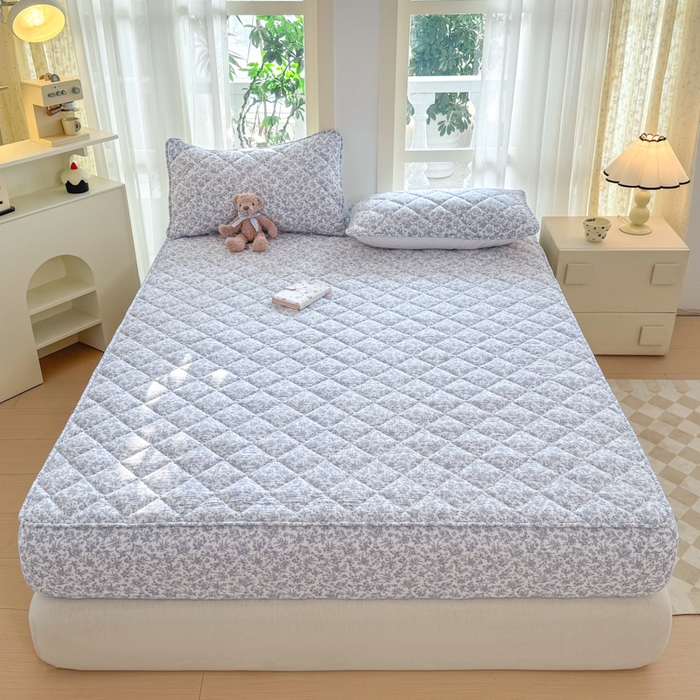 91家纺网 家纺一手货源 找家纺 曼陀罗 2025新款床笠床笠单品床笠单件单床笠 蓝枝语