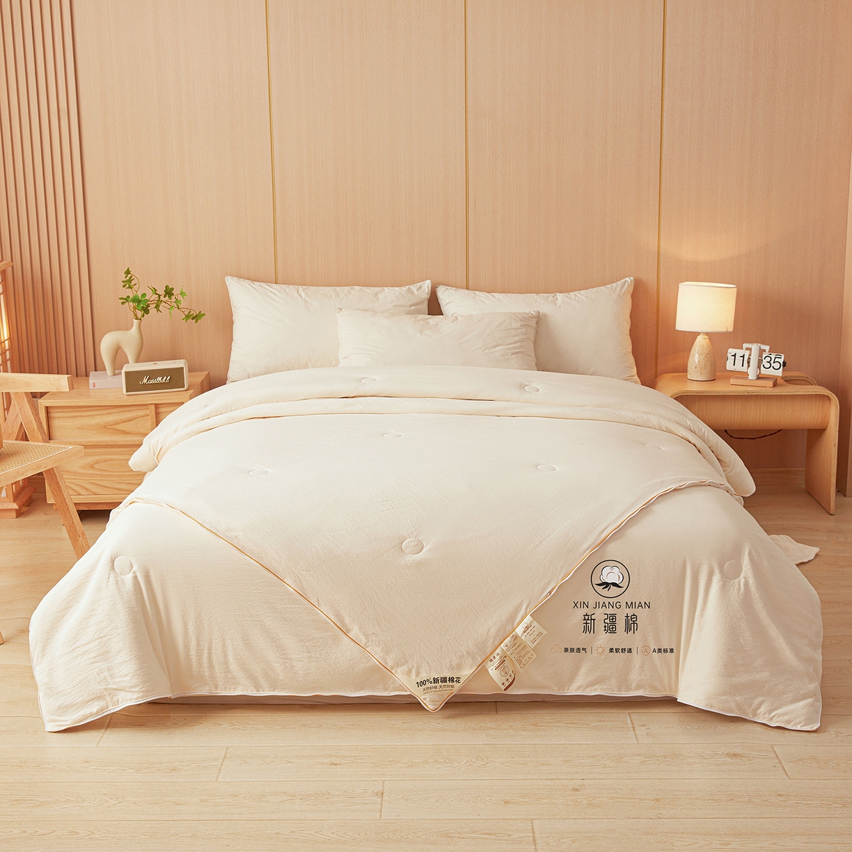 91家纺网 家纺一手货源 找家纺 逸居家纺 2025新款超软木棉100%新疆棉花被被子被芯包质检 白色-100%新疆棉包质检