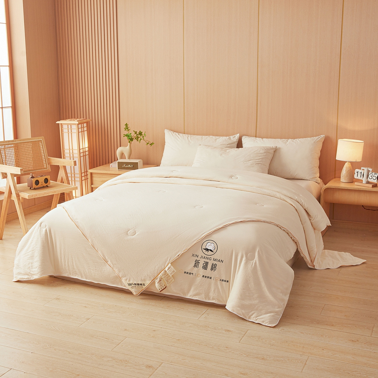 91家纺网 家纺一手货源 找家纺 逸居家纺 2025新款超软木棉100%新疆棉花被被子被芯包质检 白色-100%新疆棉包质检
